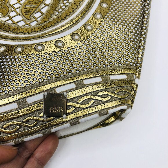 BSB Collection Teens Metallic Iridescent Gold Mini Skirt Texture Glam Old Money - Picture 8 of 9